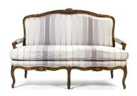 A Louis XV Style Giltwood Canape, Width 62 inches.