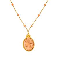 YELLOW GOLD AND CORAL CAMEO PENDANT/NECKLACE