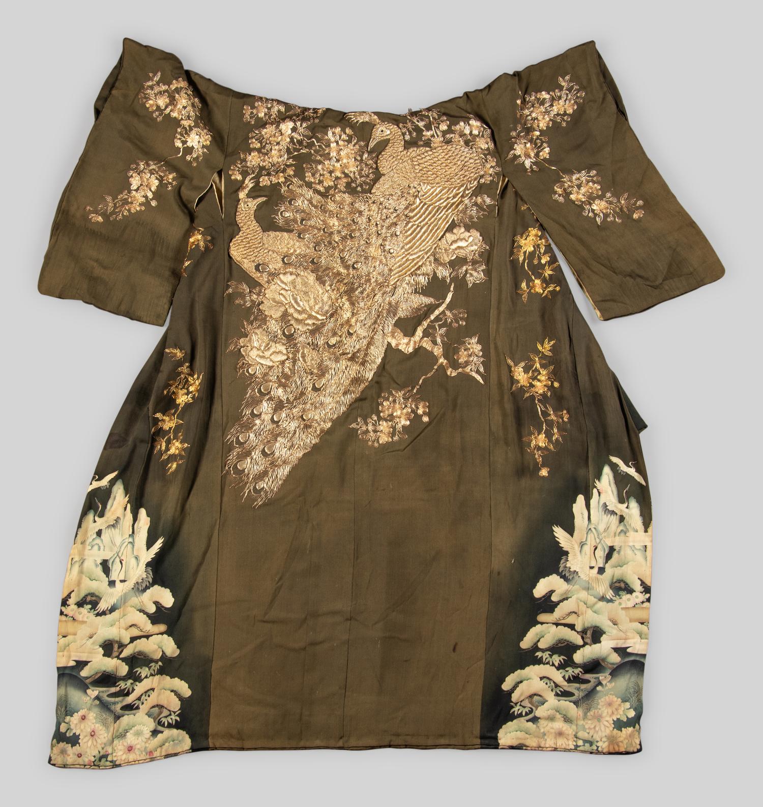 Three Japanese Silk Kimono and One Japanese Silk Priest Robe