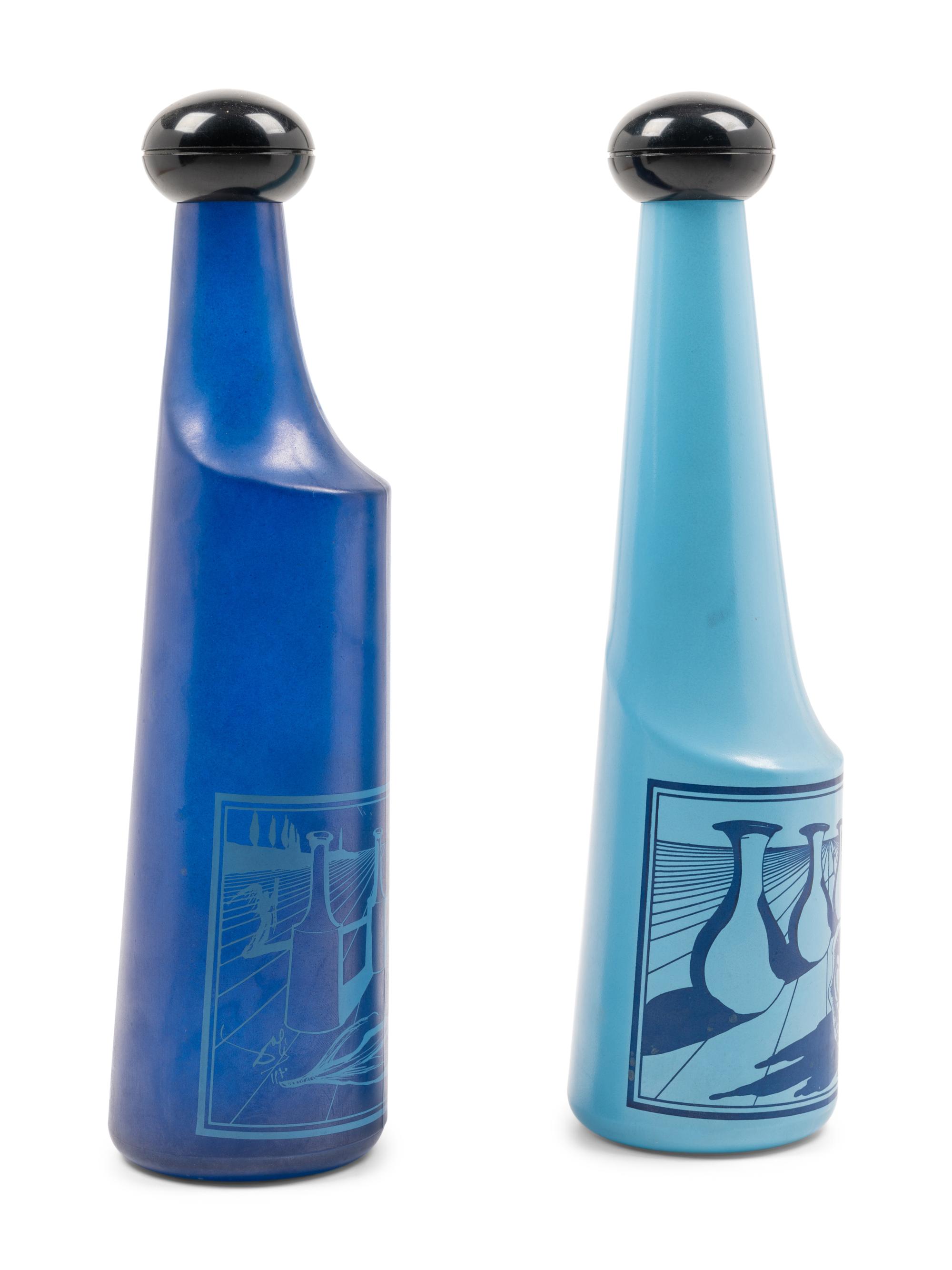 Pair of glass bottles designed by Salvador Dalí for Rosso Antico, Ltd., 1970-72