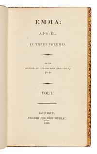 AUSTEN, Jane (1775-1817). Emma: A Novel... By the Author of "Pride and Prejudice," &c. &c. London: John Murray, 1816.