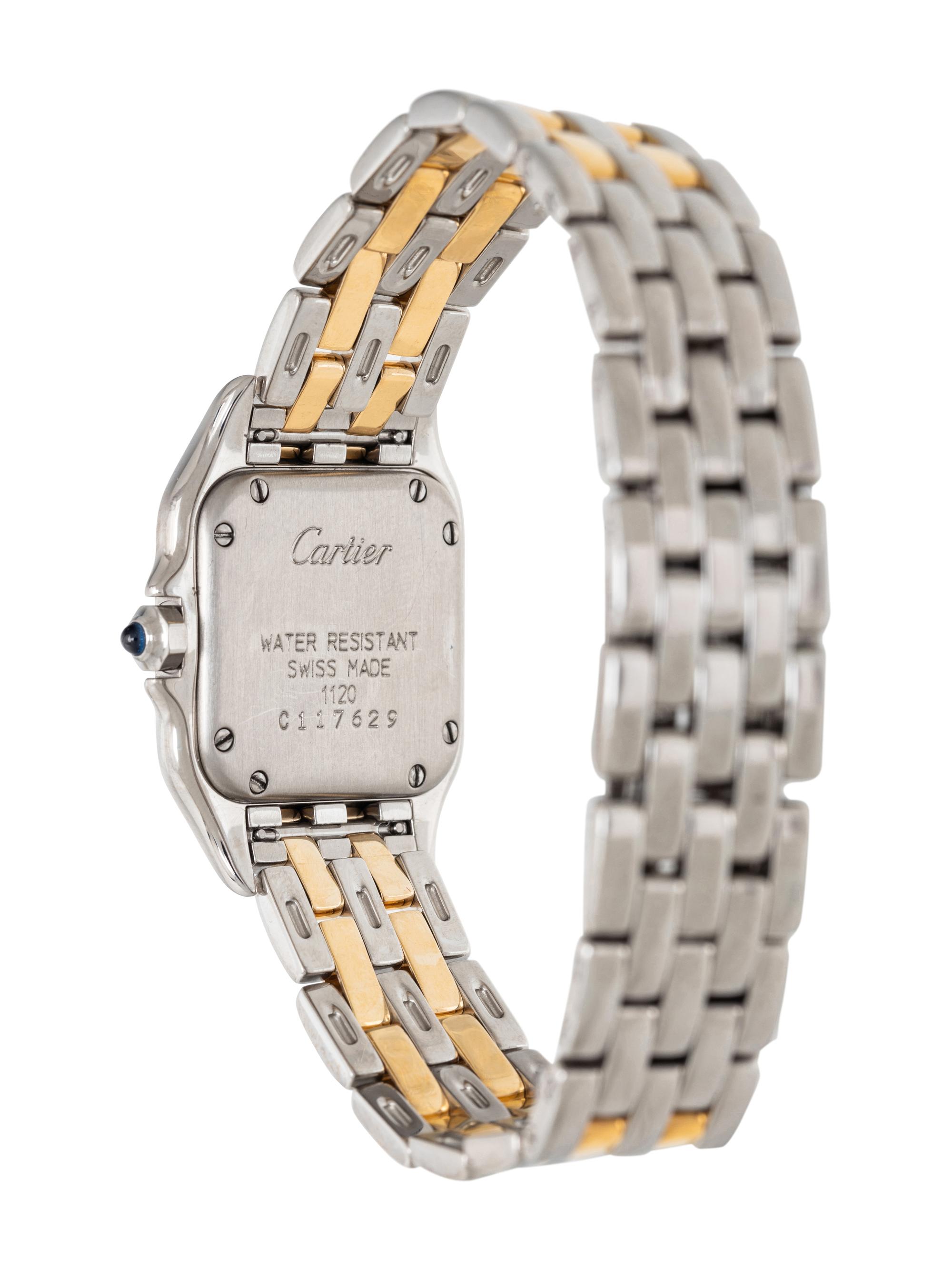 CARTIER, REF. 1120 STAINLESS STEEL AND 18K YELLOW GOLD AND DIAMOND 'PANTHÈRE' WATCH