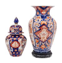 A Japanese Porcelain Vase and Hexagonal Jar