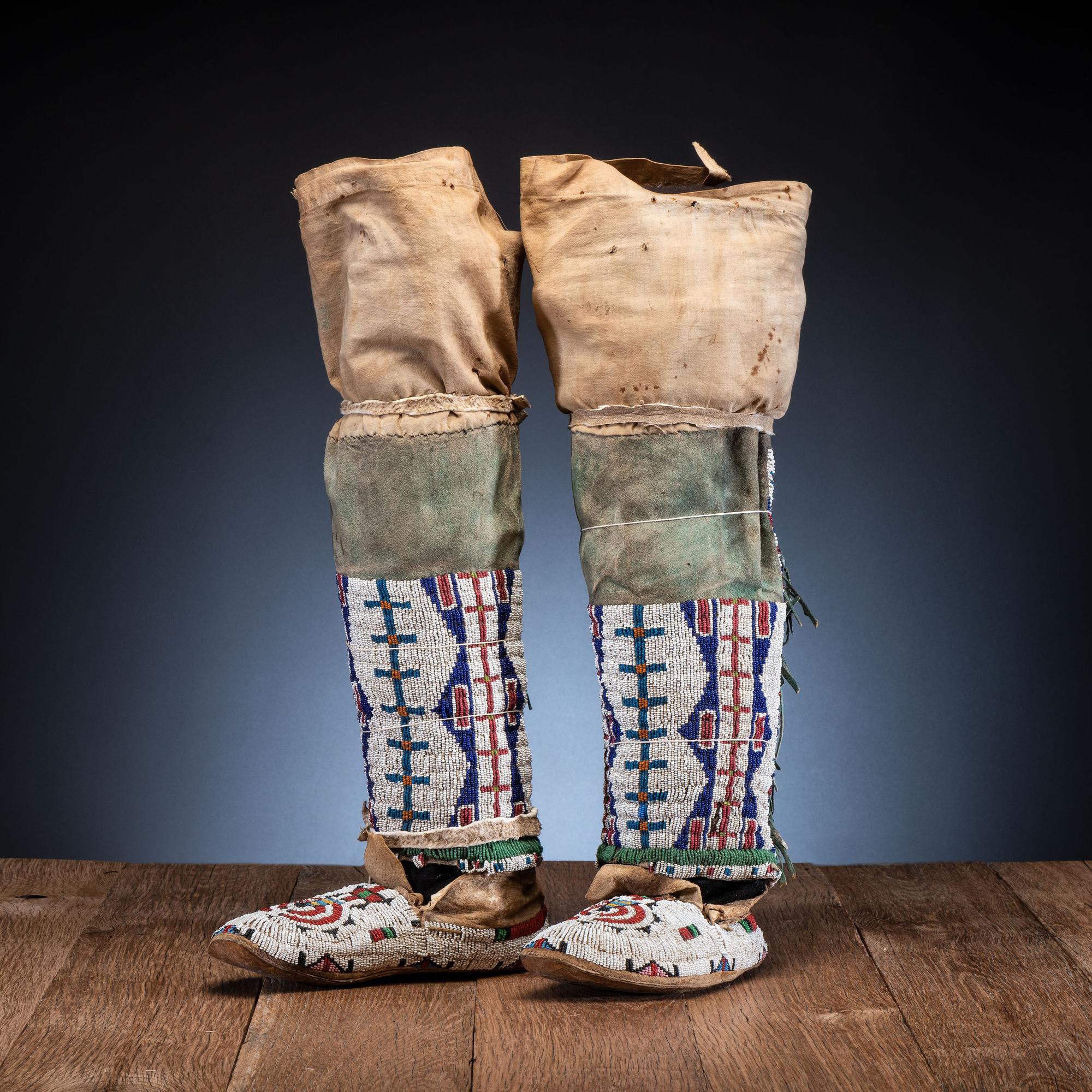 Cheyenne Beaded Hide Leggings, with Moccasins