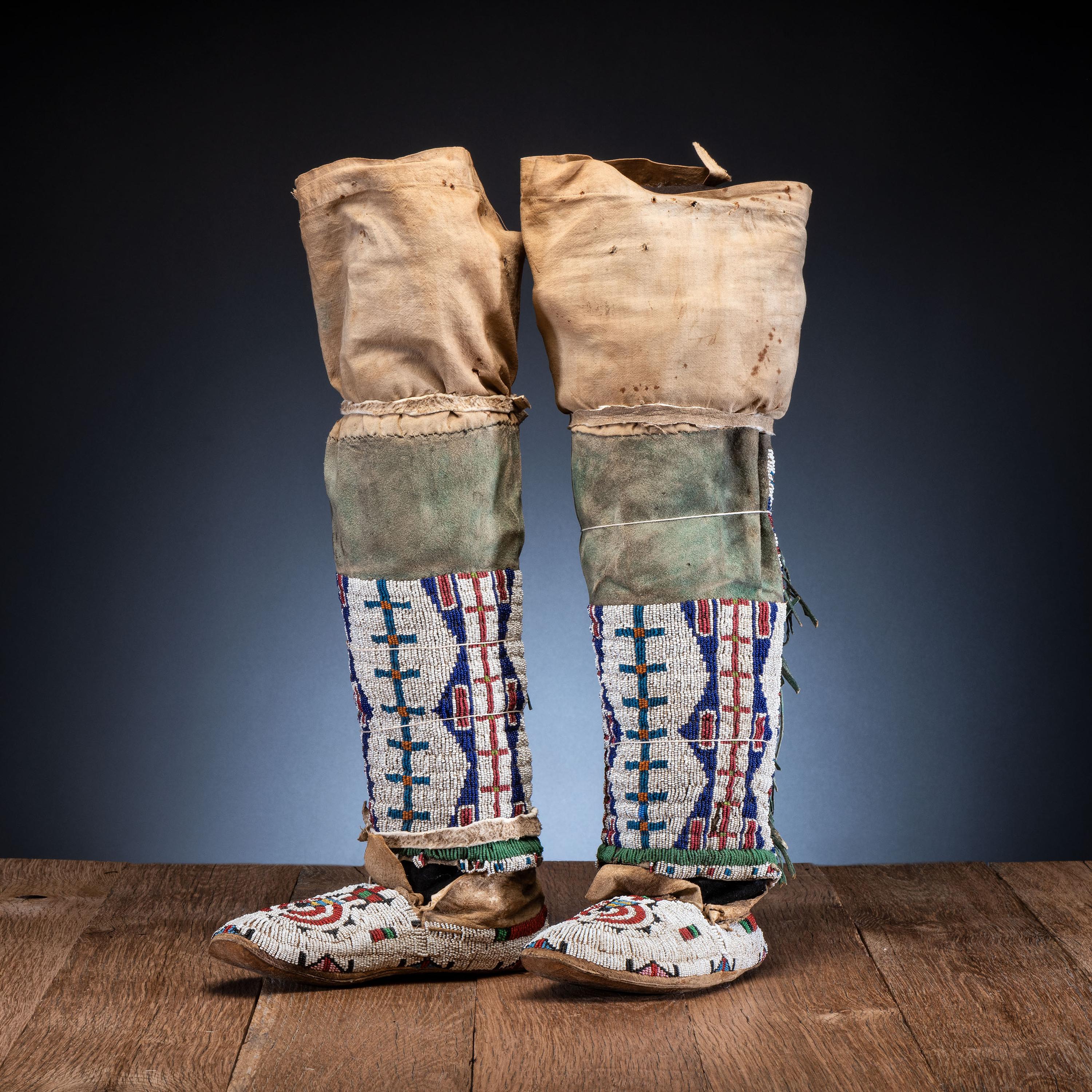 Cheyenne Beaded Hide Leggings, with Moccasins