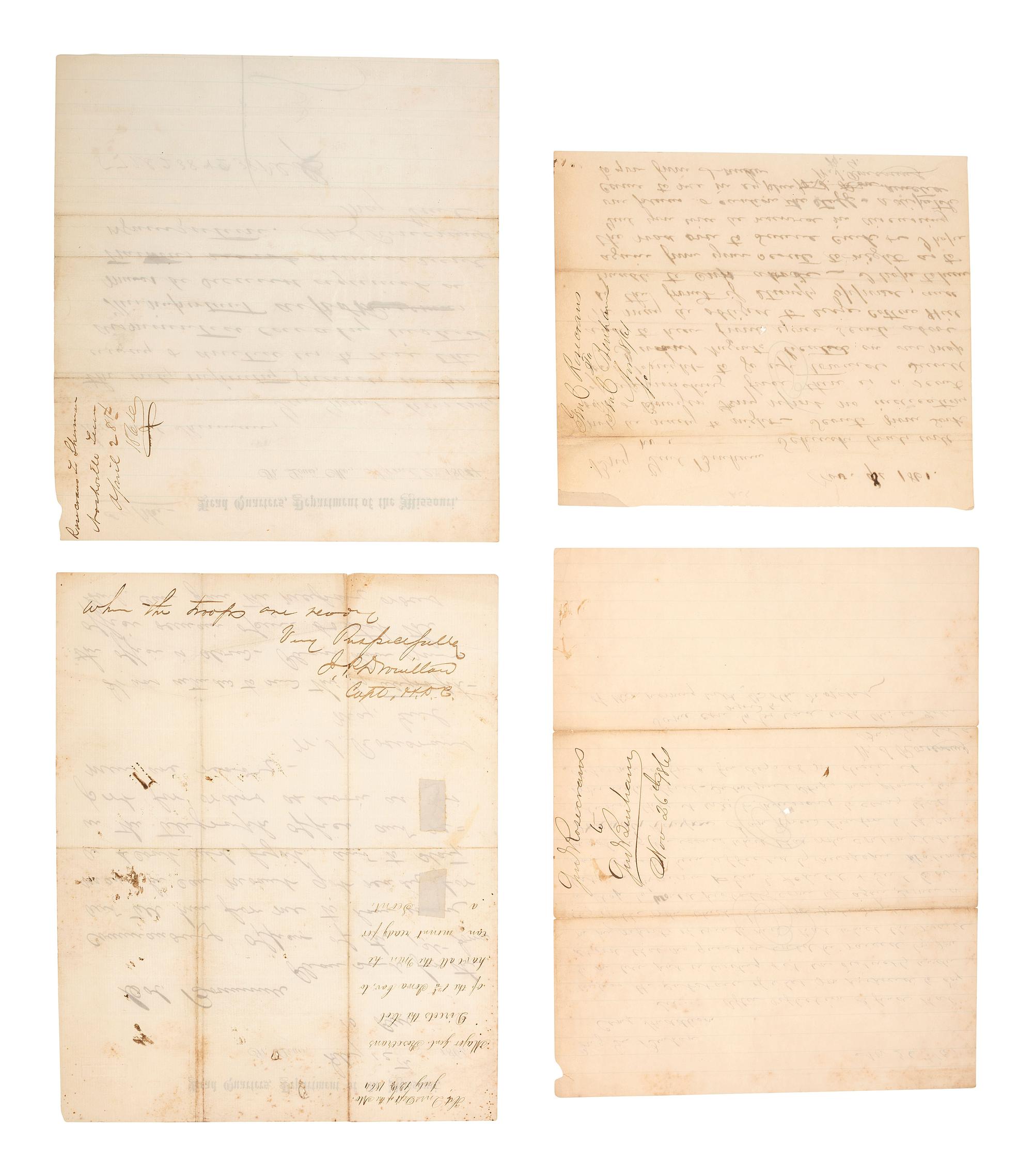 [CIVIL WAR] -- ROSECRANS, General William S. (1819-1898). Letters and documents associated with General William S. Rosecrans and the early months of the Civil War, including 3 ALsS.