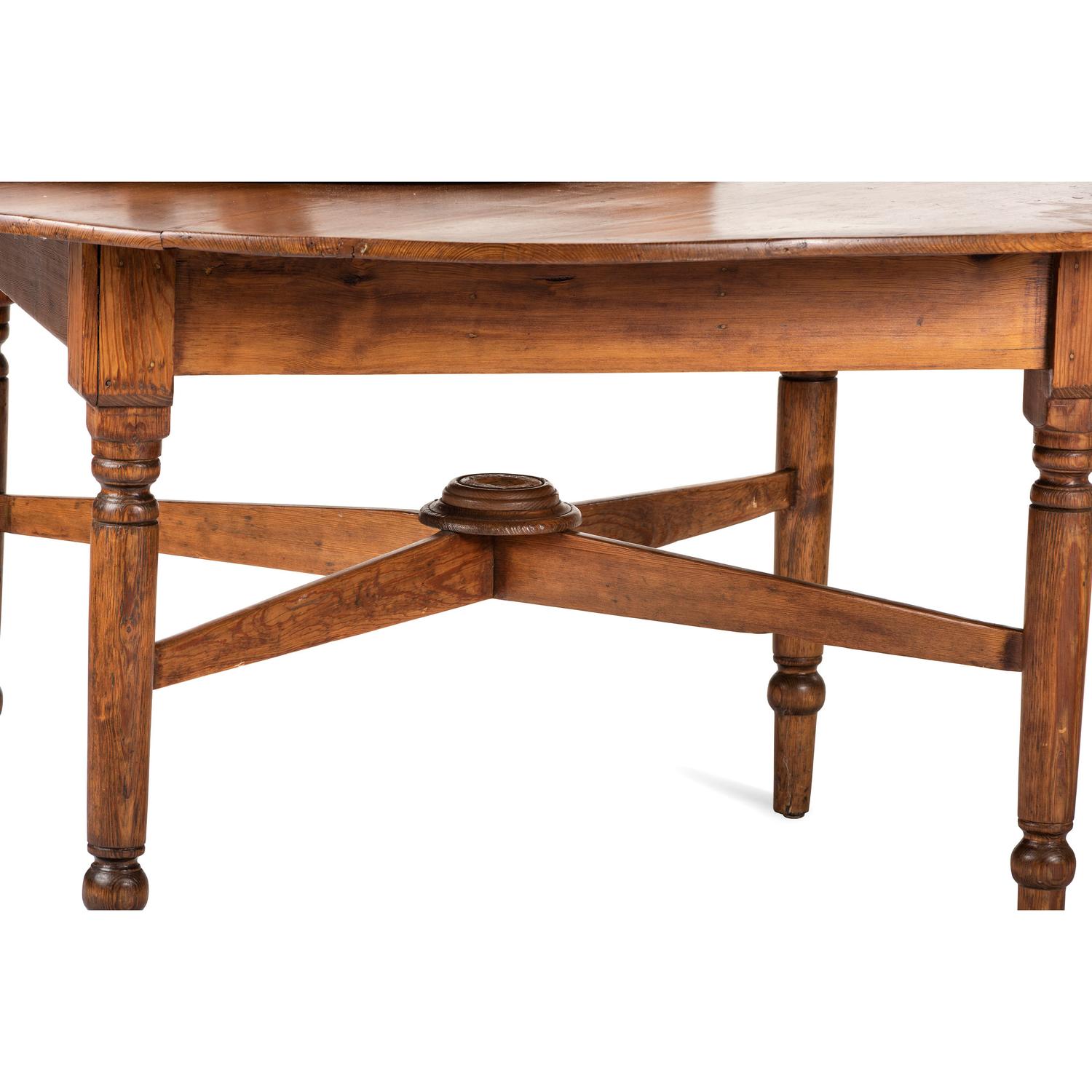 A Country Yellow Pine Lazy-Susan Two-Tier Dining Table