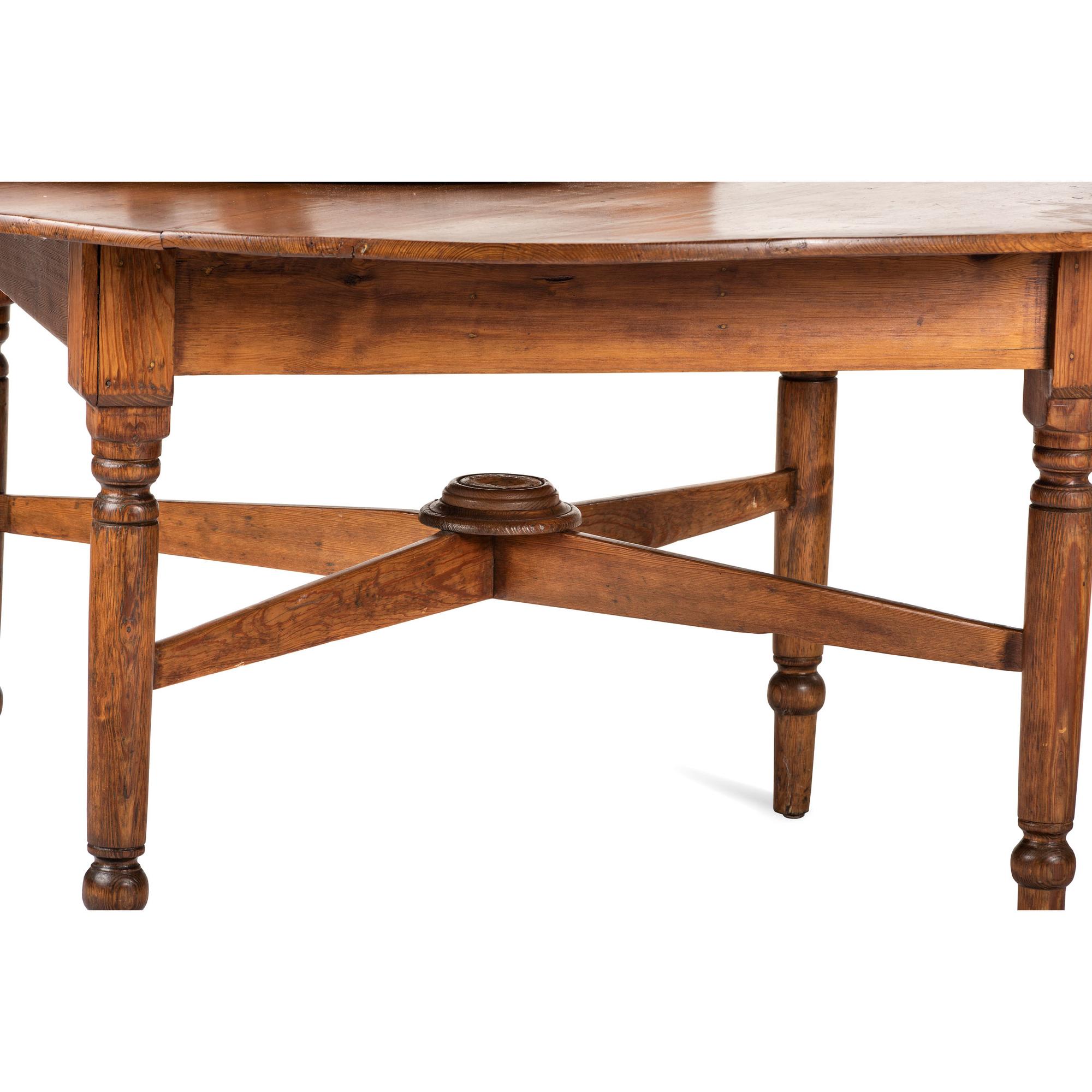 A Country Yellow Pine Lazy-Susan Two-Tier Dining Table