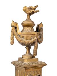 A Pair of Louis XVI Style Gilt Bronze Andirons