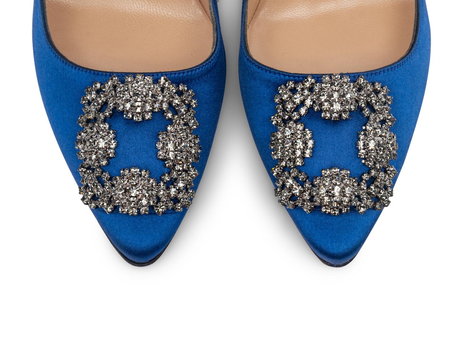 Manolo Blahnik Hangisi - Sex and The City Pumps in Blue Satin