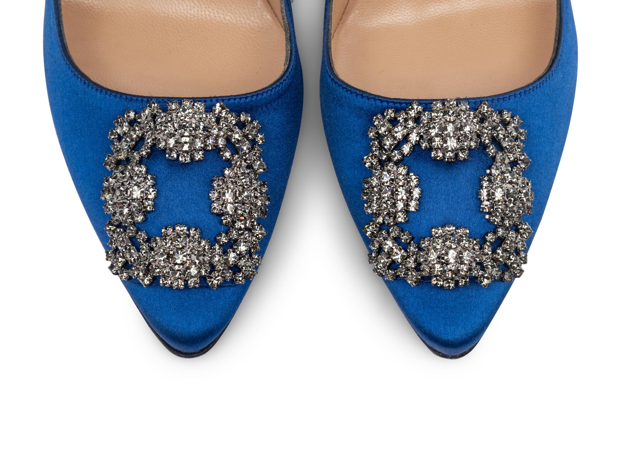 Manolo Blahnik Hangisi - Sex and The City Pumps in Blue Satin