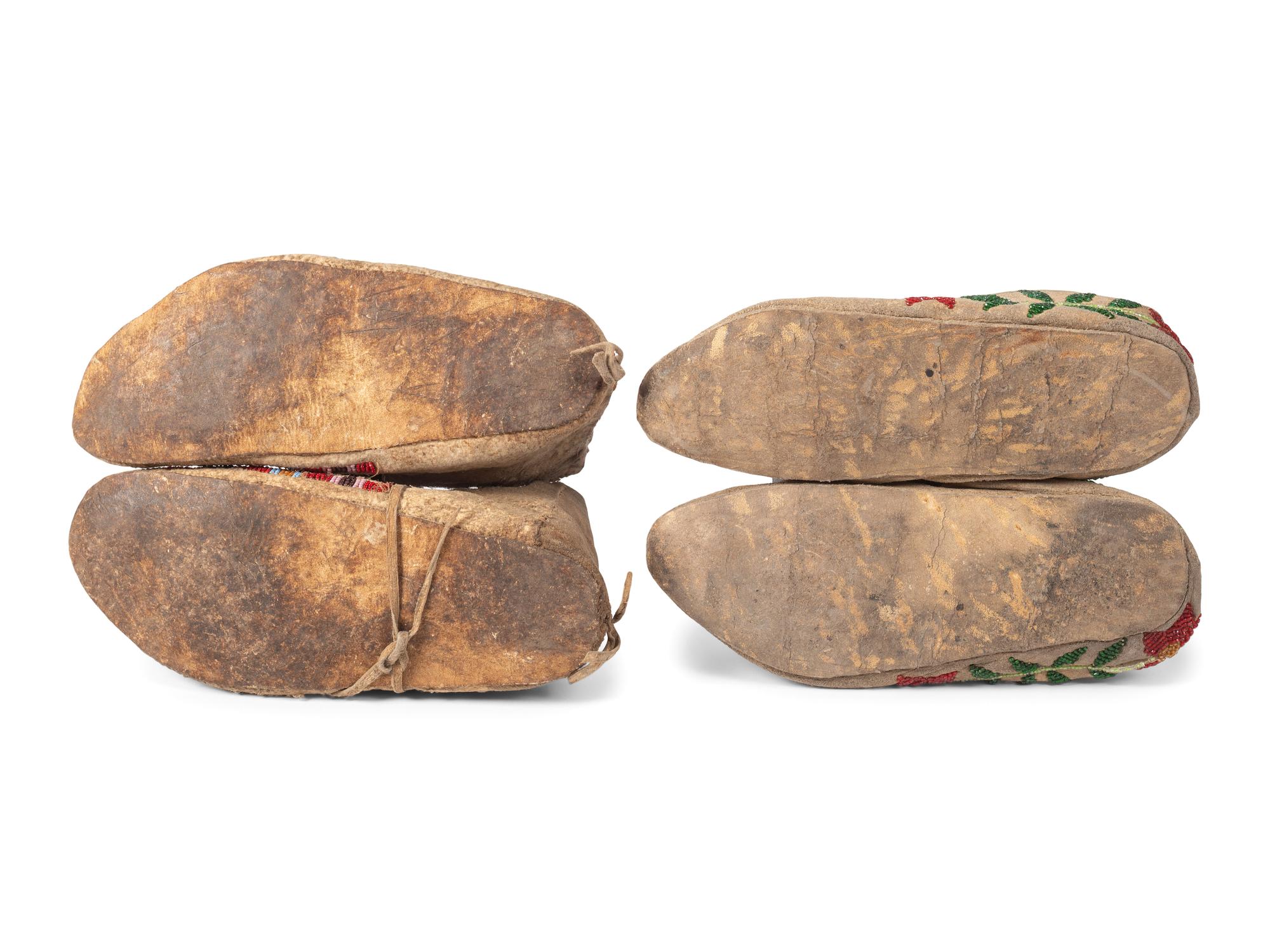 Northern Plains Beaded Hide Moccasins