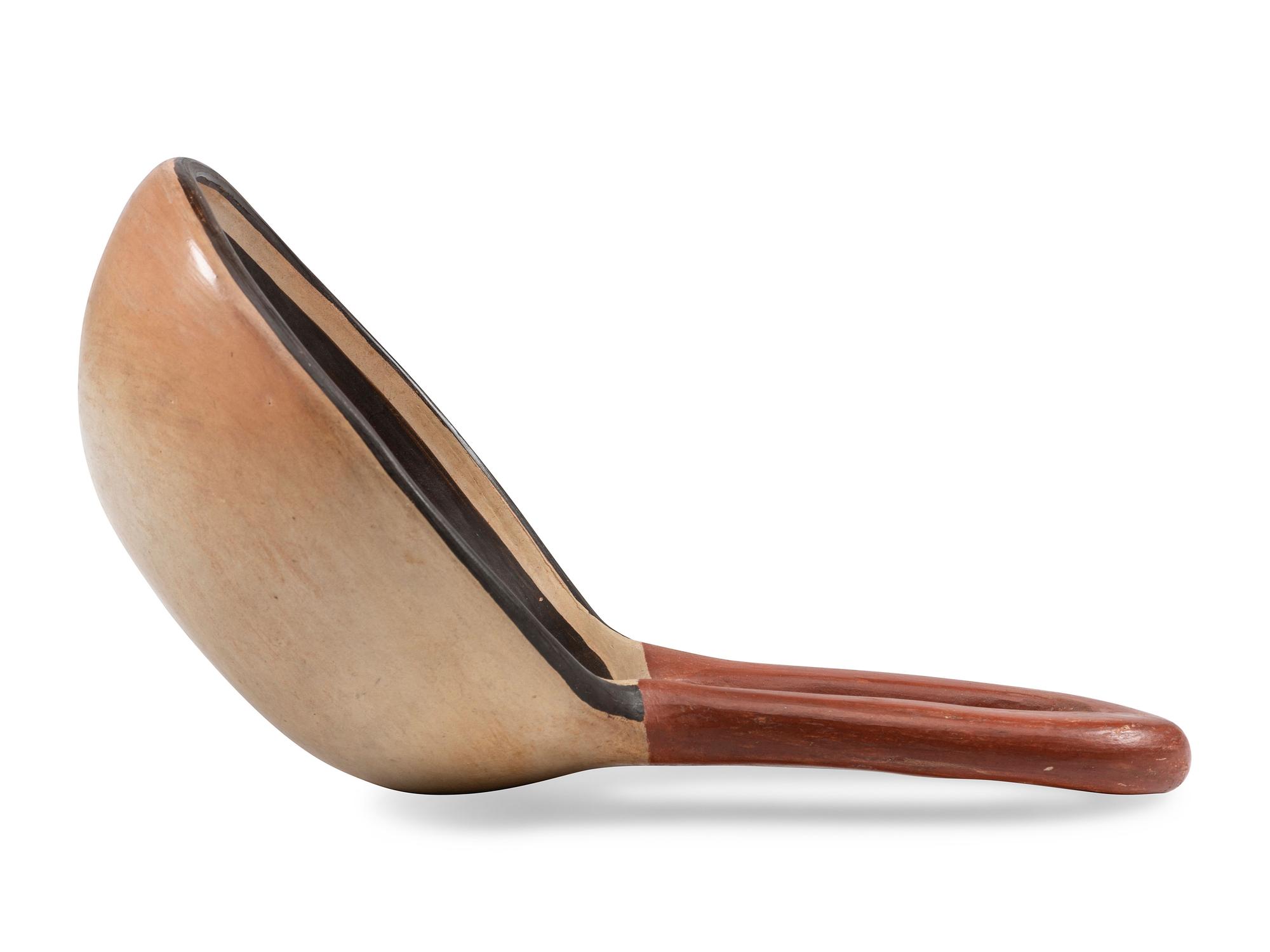 Polychrome Pottery Ladle, with Eagle Tail Design