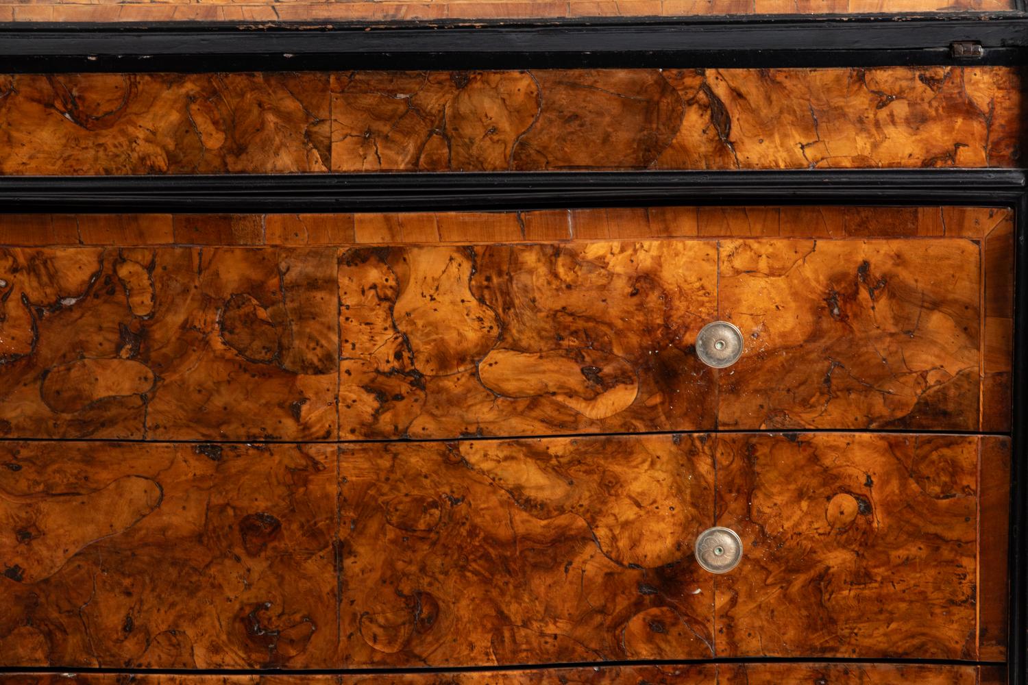 A North Italian Part Ebonized Olivewood Bureau Cabinet