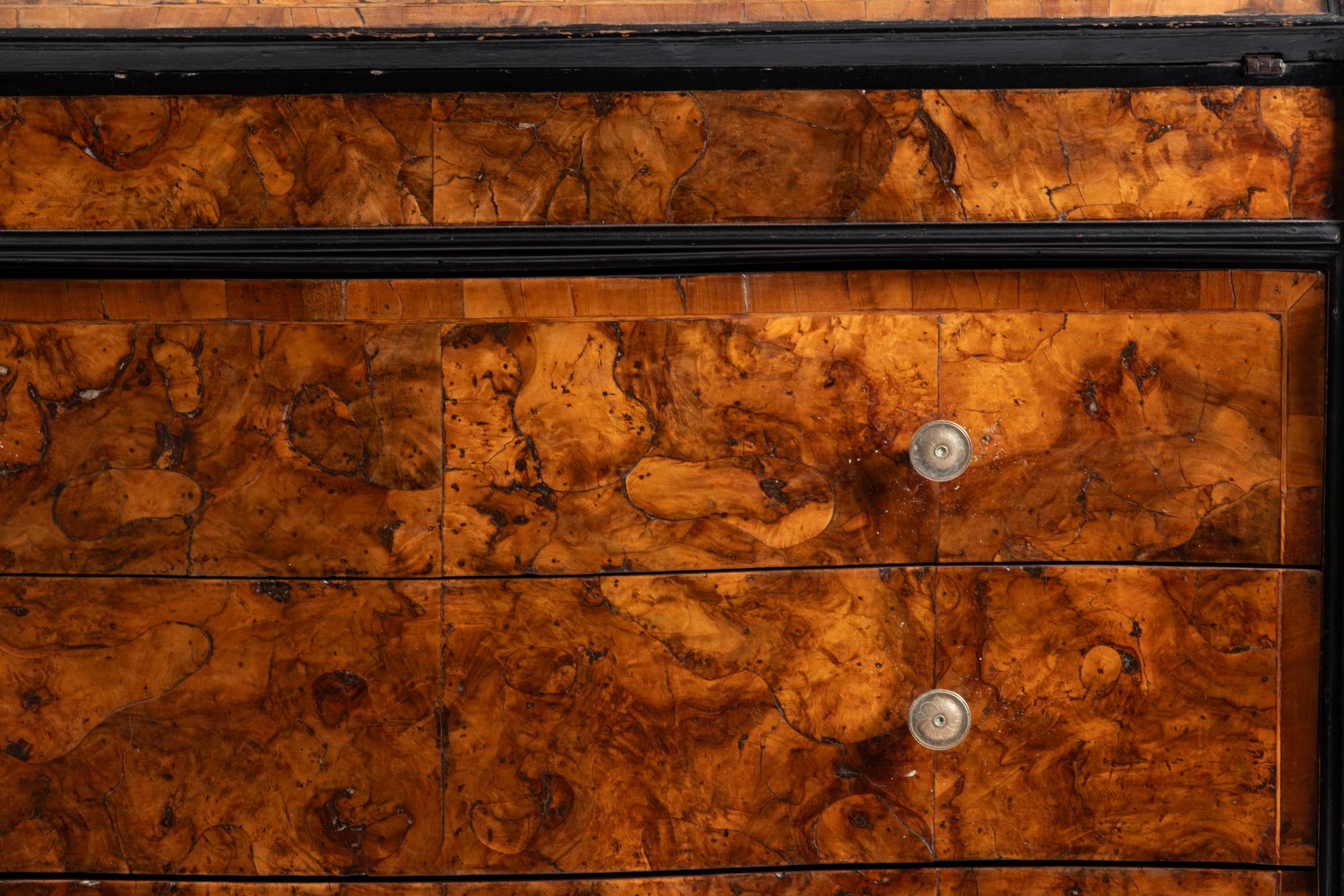 A North Italian Part Ebonized Olivewood Bureau Cabinet