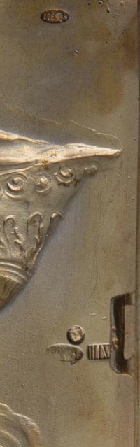 A Russian Silver Cigarette Case, Maker's Mark Obscured, Moscow, Early 20th Century, the lid worked to show the personification of Mothe