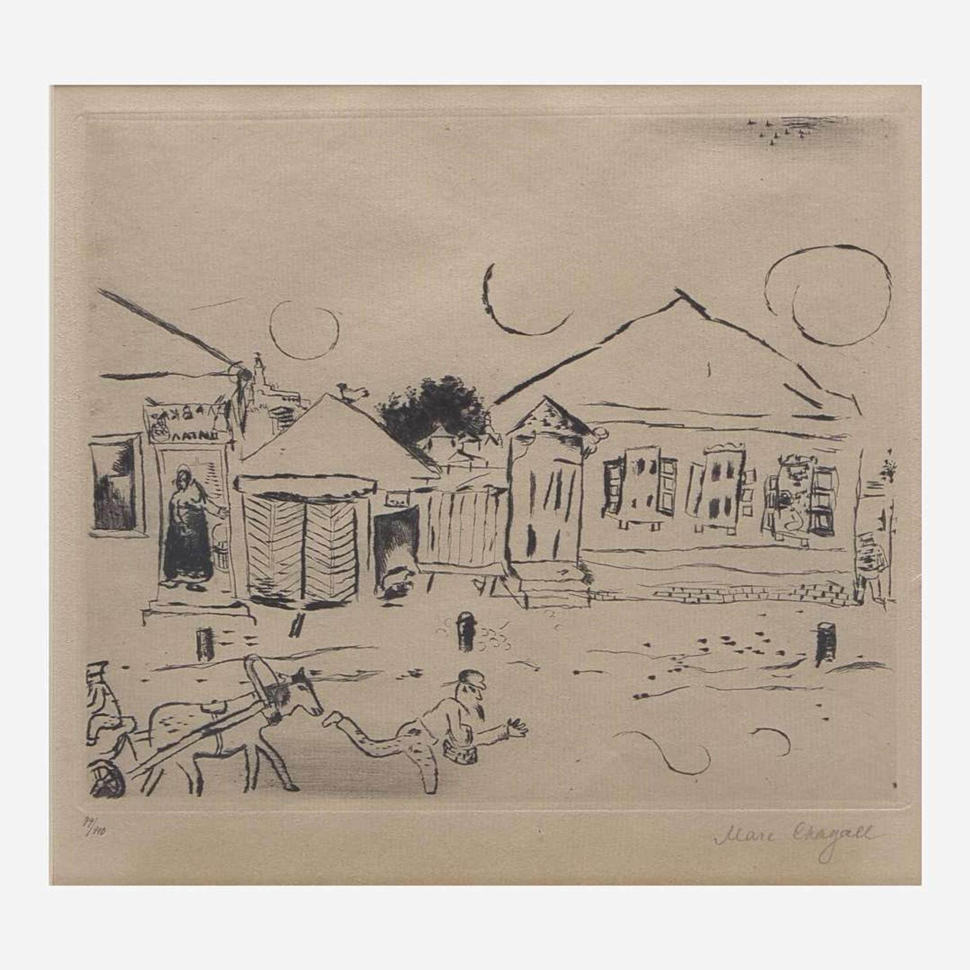 Marc Chagall (French/Russian, 1887-1985) Pokrowskaja in Vitebsk from the suite Mein Leben (My Life)