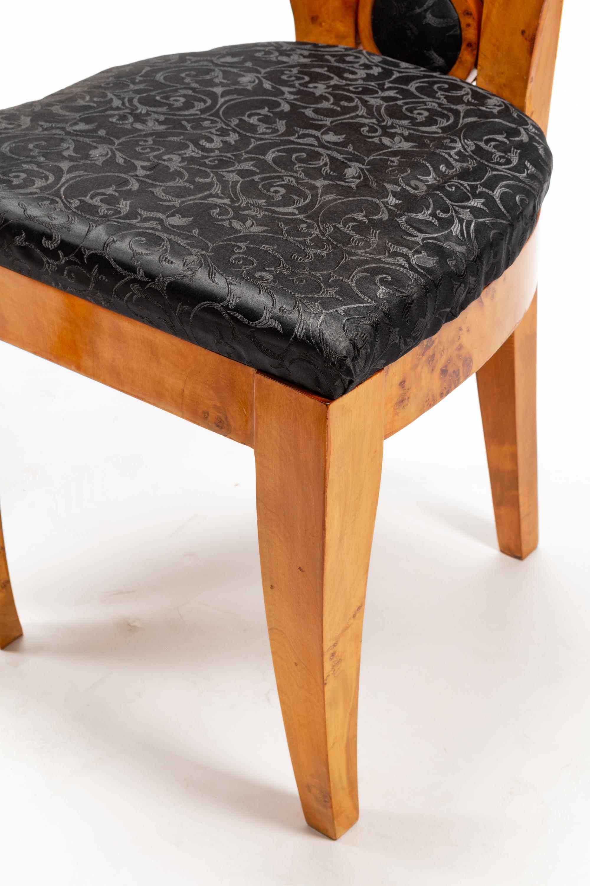 A Set of Four Art Deco Style Burlwood Dining Chairs