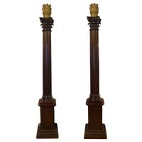 A Pair of Carved Columns from a Masonic Lodge 18" W x 18" D x 105" H — United States, 20th Century