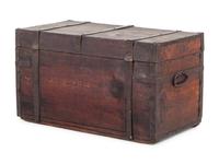 An Iron Mounted and Painted Pine Storage Chest
