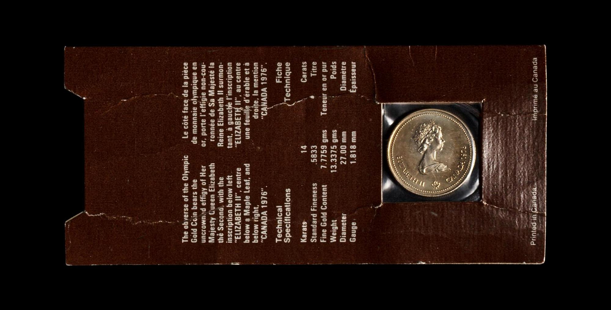 [CANADA] A 1976 Montreal Summer Olympiad Commemorative $100 Gold Coin