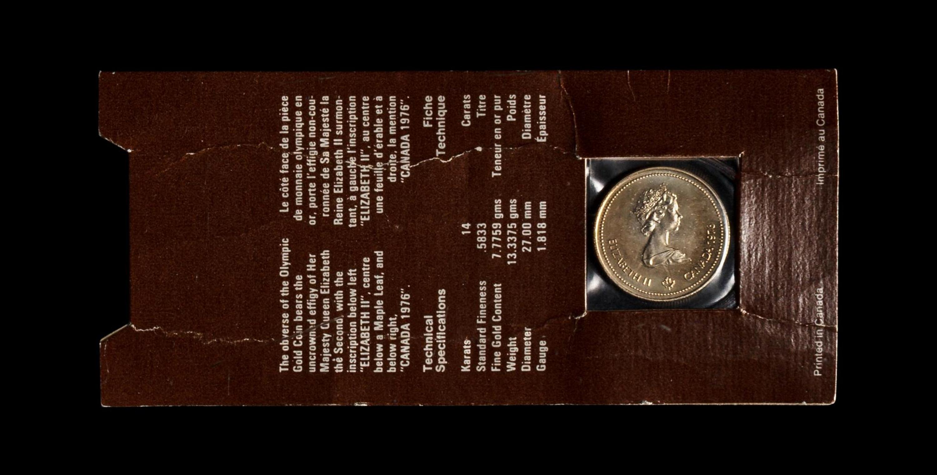 [CANADA] A 1976 Montreal Summer Olympiad Commemorative $100 Gold Coin