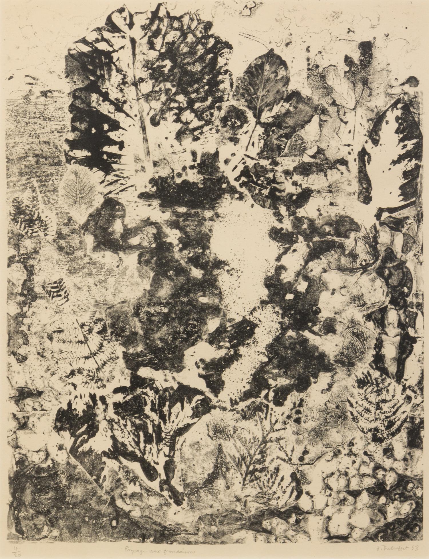 Jean DuBuffet, (French, 1901-1985), Paysage aux Frondaisons, 1953
