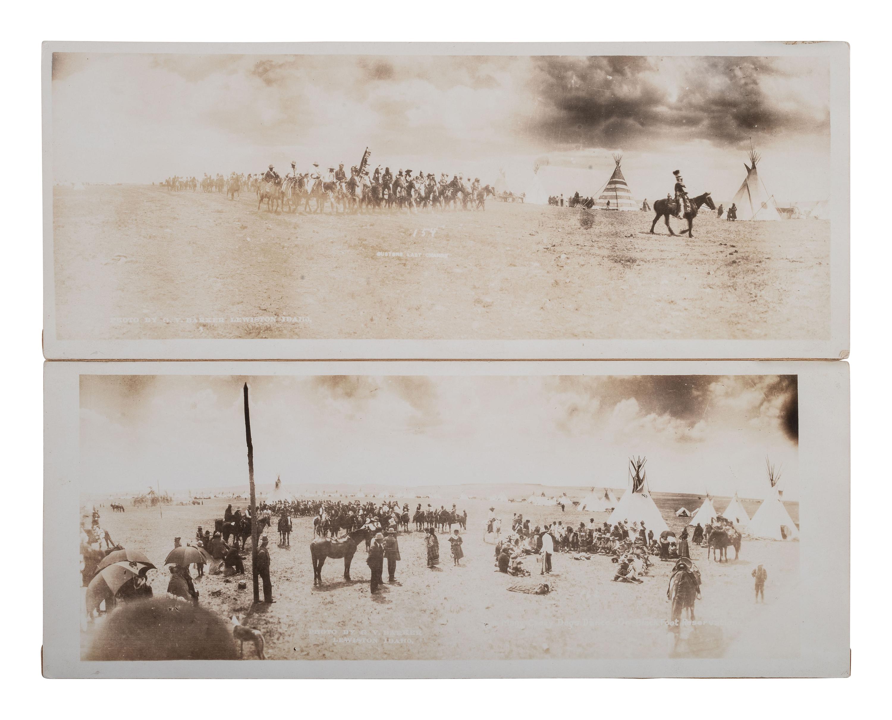 [NATIVE AMERICANS]. 9 panoramic photos of Native American subjects, most by BARKER, Lewiston, ID.