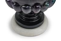 A Pair of Carved Fluorite and Marble Urn-Form Ornaments