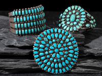 Navajo and Zuni Silver and Turquoise Cluster Jewelry