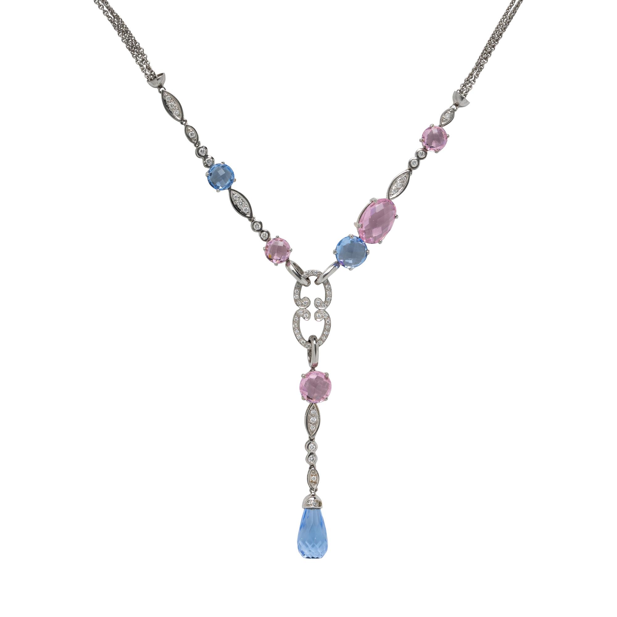 Gemstone. Diamond, and White Gold Necklace