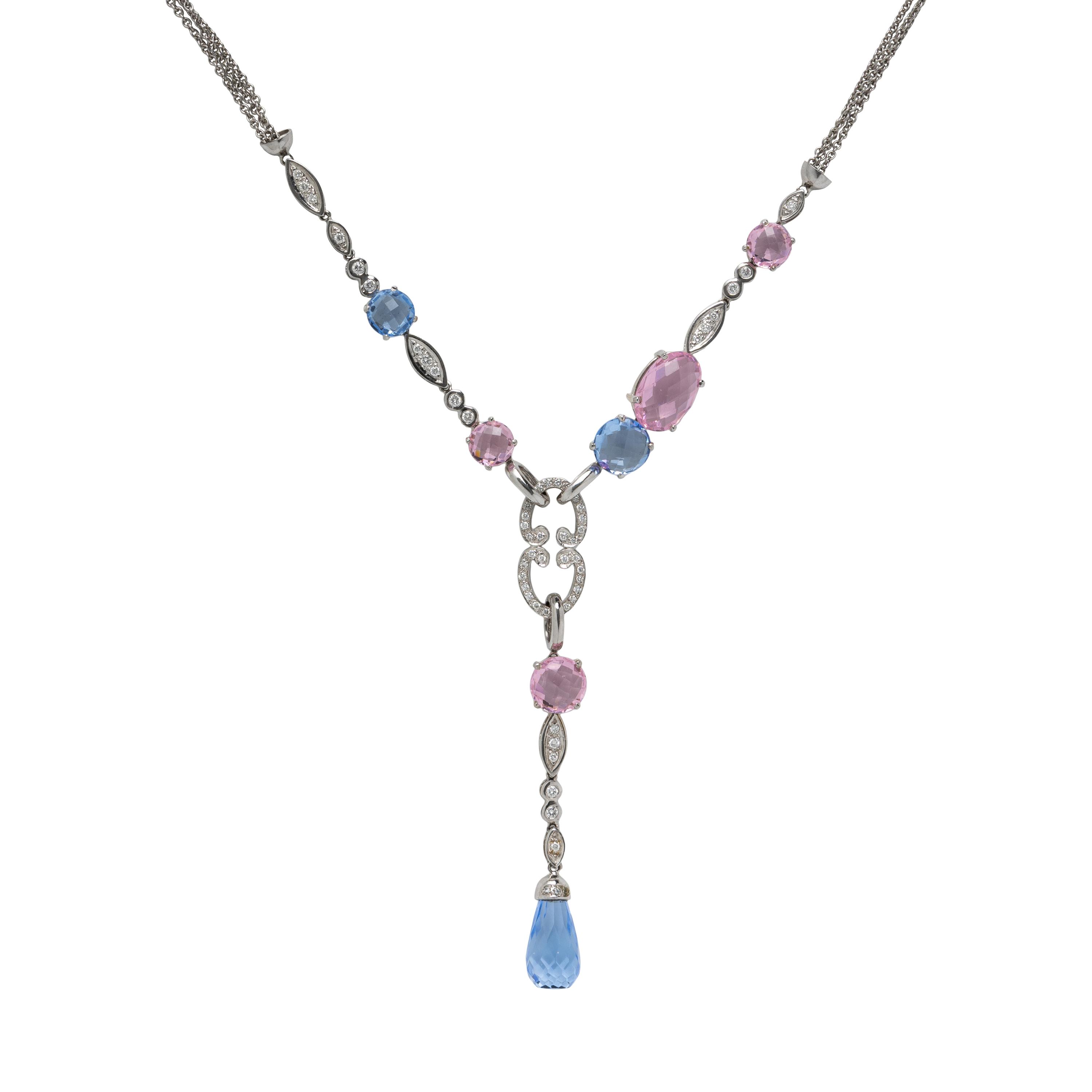Gemstone. Diamond, and White Gold Necklace