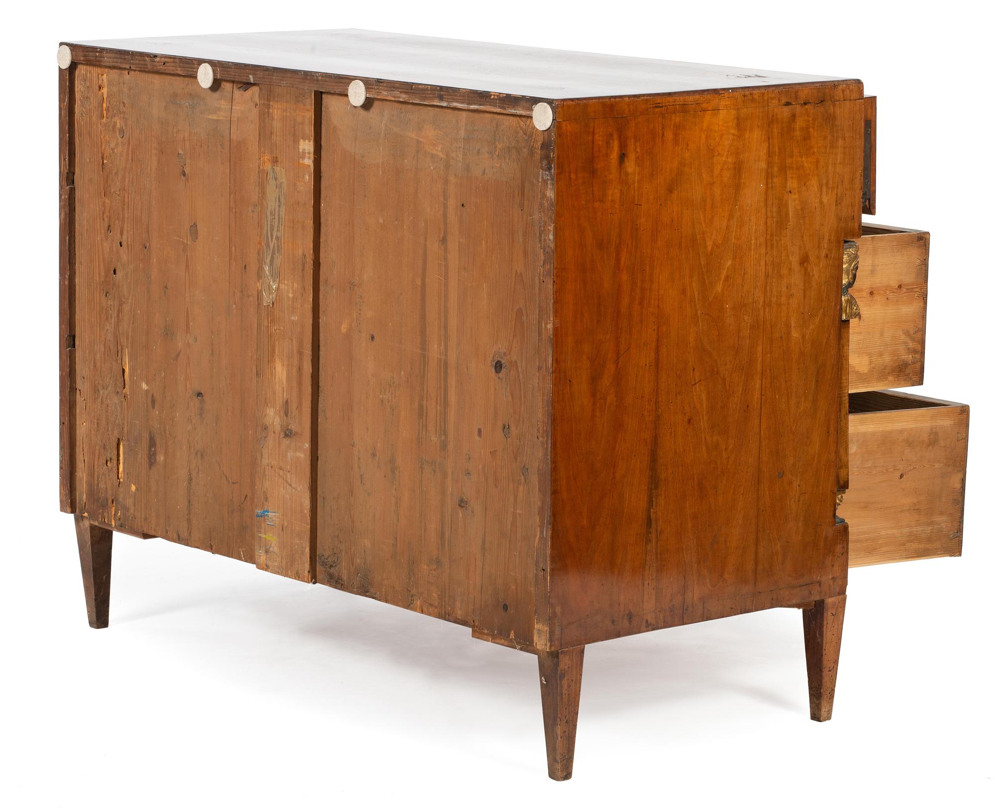 An Empire Style Egyptian Revival Burlwood Commode