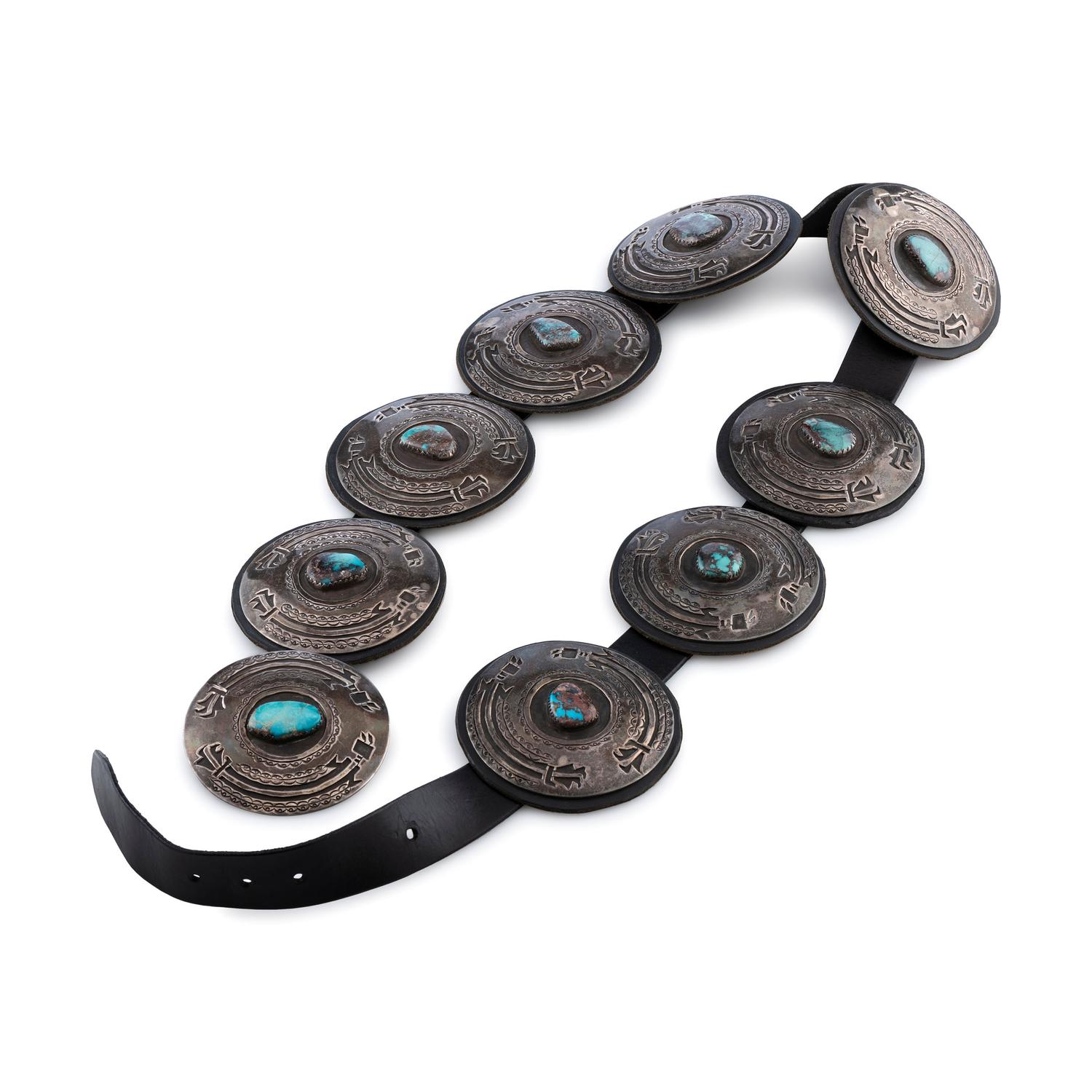 Navajo Silver and Turquoise Concha Belt