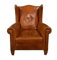 A Leather Upholstered Wingback Chair 34.5" W x 30" D x 41" H — Italy, Circa 1910
