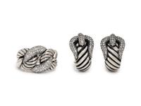 DAVID YURMAN, STERLING SILVER AND DIAMOND SET
