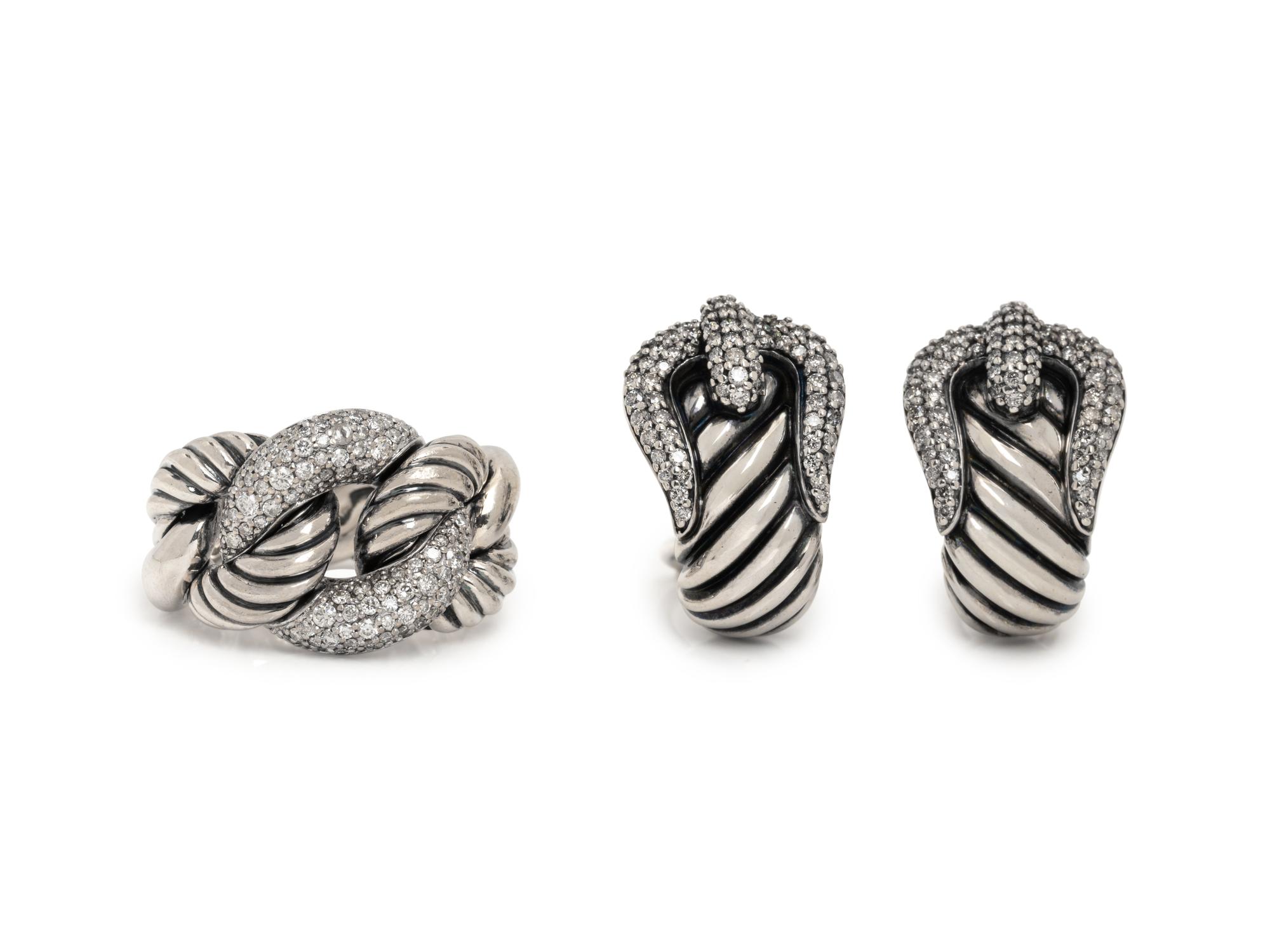 DAVID YURMAN, STERLING SILVER AND DIAMOND SET