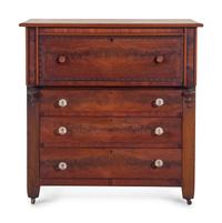 A Late Classical Carved Mahogany and Walnut Butler's Secretary