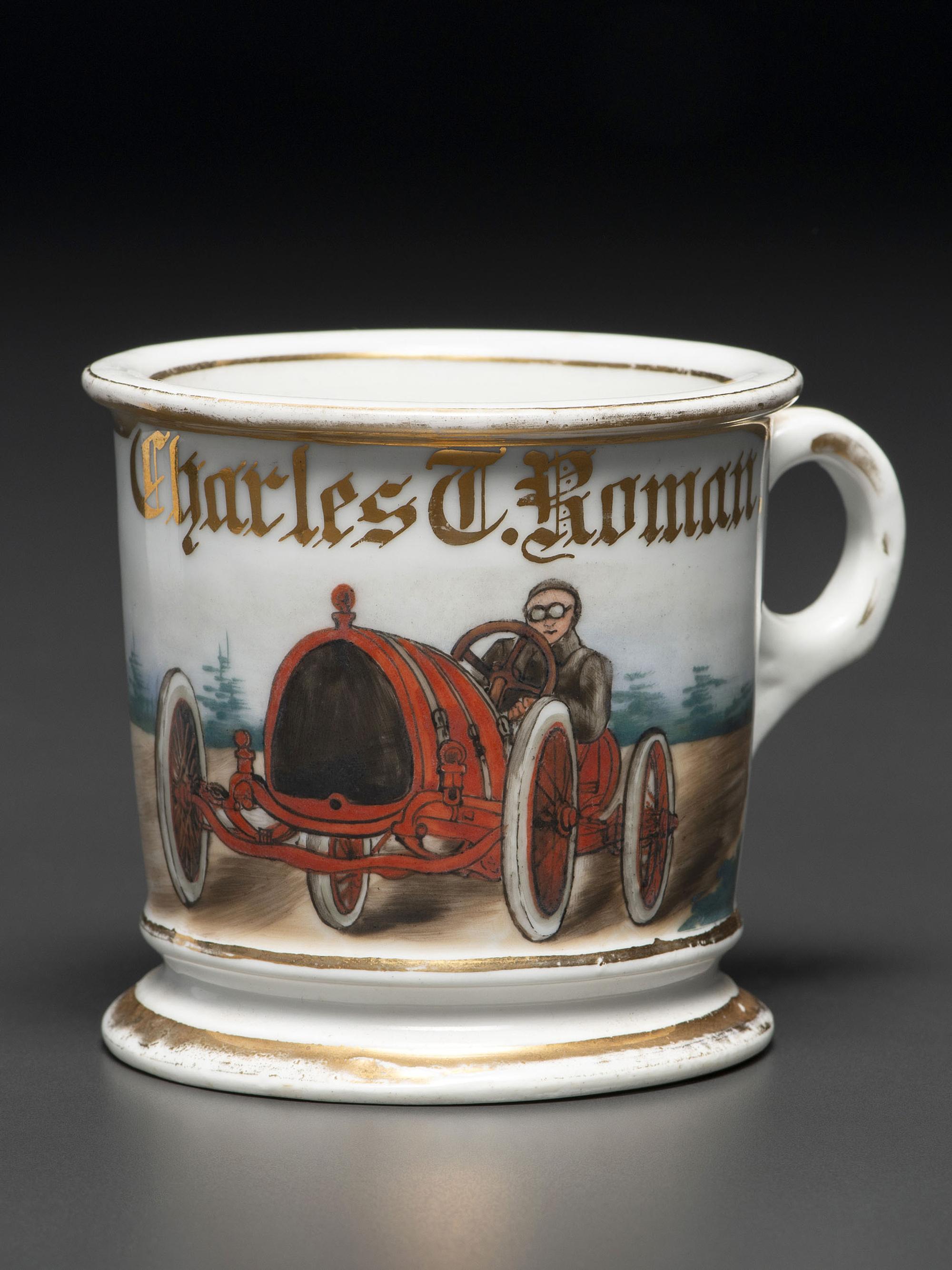A Race Car Driver's Porcelain Occupational Shaving Mug