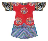 A Red Ground Embroidered Silk Lady's Informal Robe