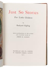 [BINDING]. KIPLING, Rudyard (1865-1936). Just So Stories for Little Children . Joseph M. GLEESON, illustrator. New York & London: Mayflower Books & Macmillan, [1980].