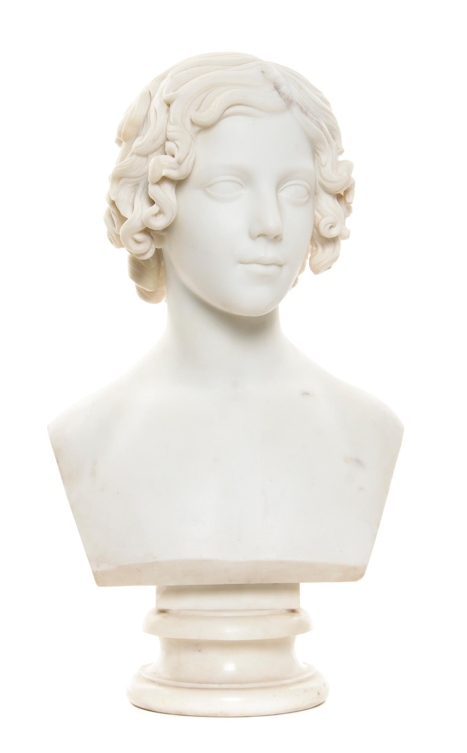 An English Carved Marble Bust, Lawrence MacDonald (1799-1878), Height 19 1/2 inches.