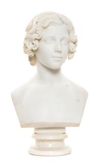 An English Carved Marble Bust, Lawrence MacDonald (1799-1878), Height 19 1/2 inches.