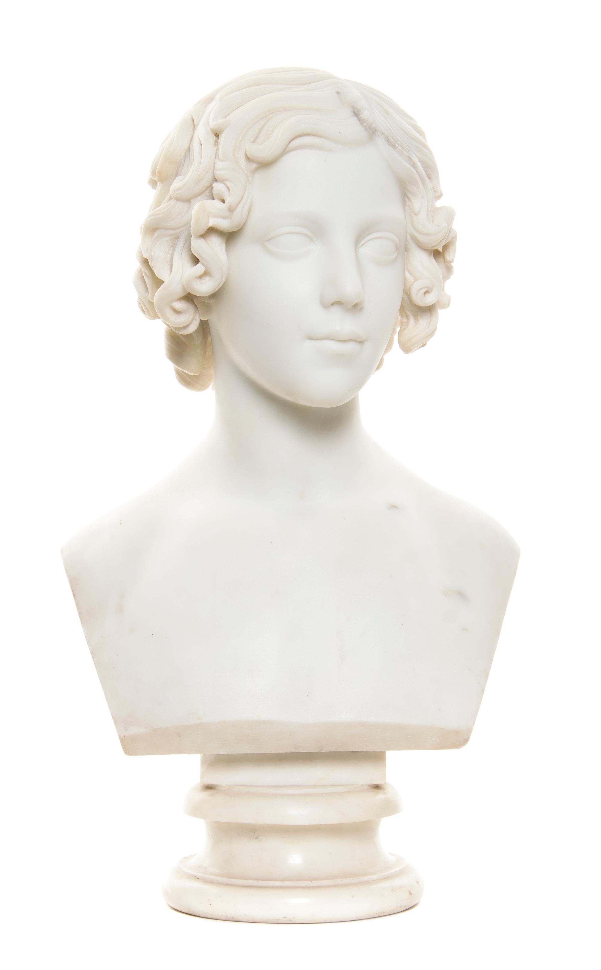 An English Carved Marble Bust, Lawrence MacDonald (1799-1878), Height 19 1/2 inches.