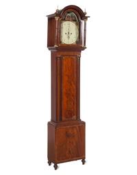 A Regency Brass Inlaid Mahogany Longcase Clock with an Animated Dial