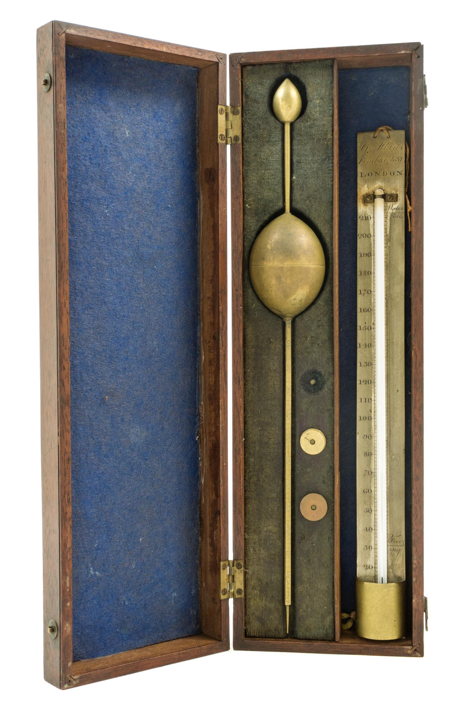 An English Brass Hydrometer Length of hydrometer 13 inches. — G. ATKINS, LONDON, LATE 18TH/EARLY 19TH CENTURY