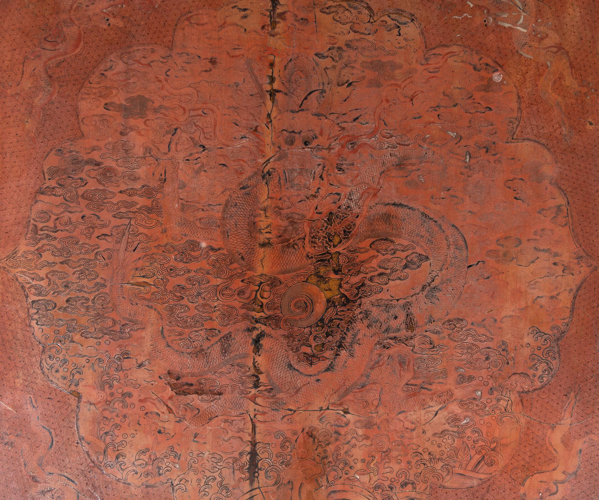 A Chinese Red Lacquered 'Dragon' Low Table, Kangzhuo