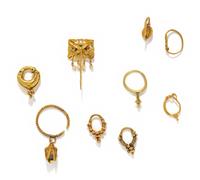 Nine Greco-Roman Gold Earrings