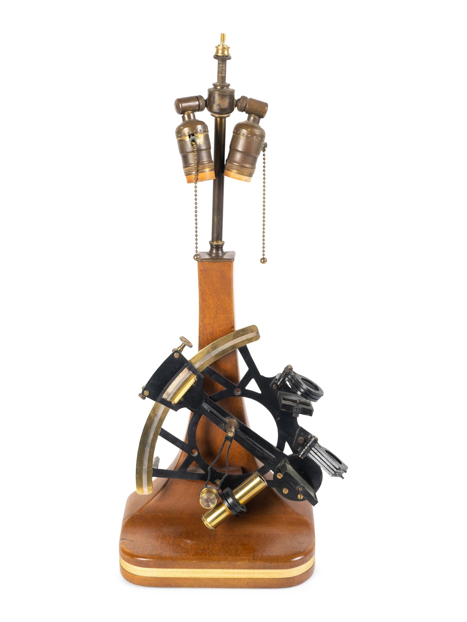 A Brass Sextant Mounted as a Lamp — 20TH CENTURY