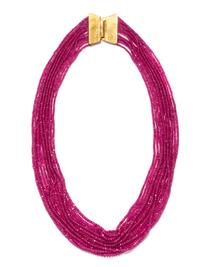 ANGELA PITALDI, MULTISTRAND PINK SAPPHIRE BEAD NECKLACE
